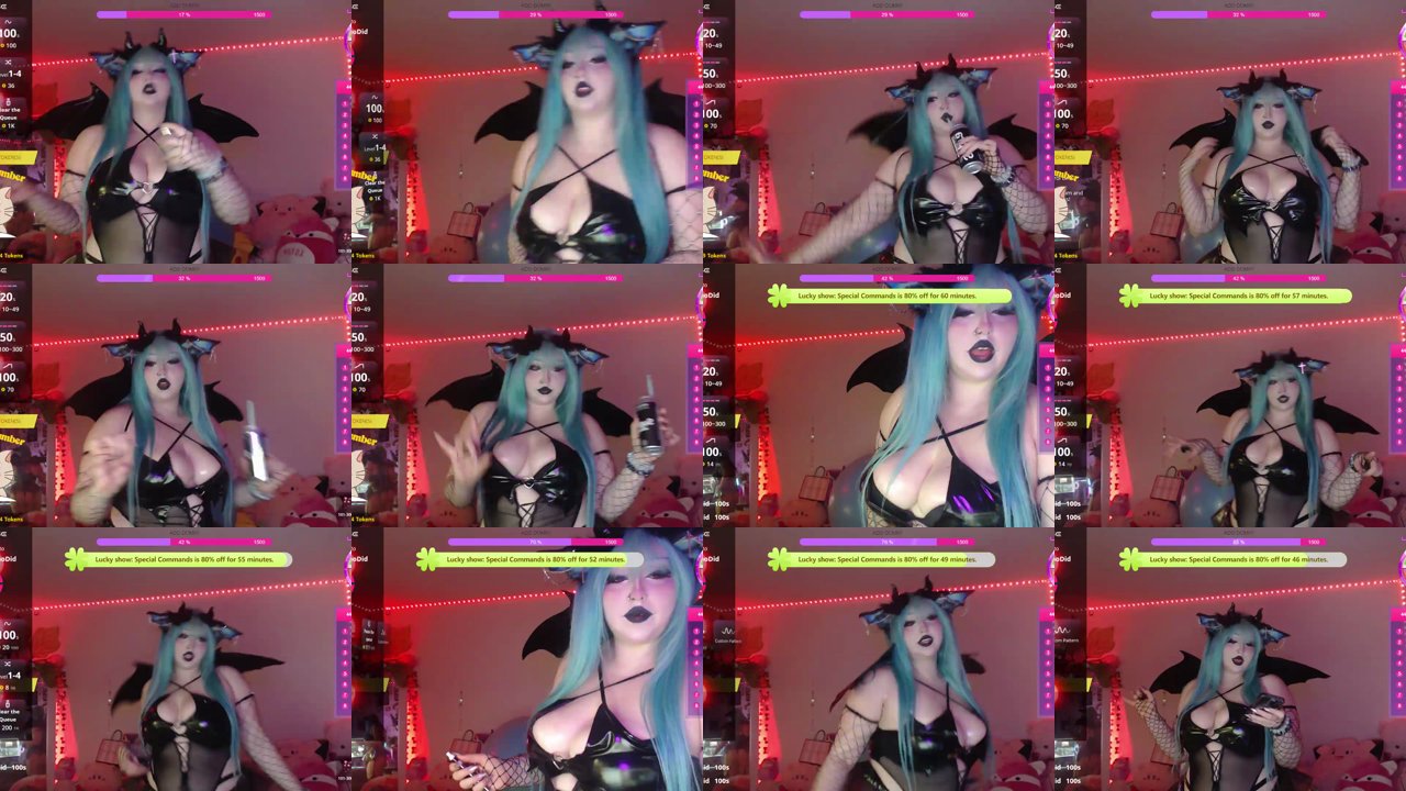 bouncyyy — Demon cosplay, Shots drinking, Titty oil on MyFreeCams